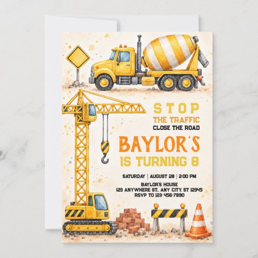 Invitation d'anniversaire de construction (Devant)