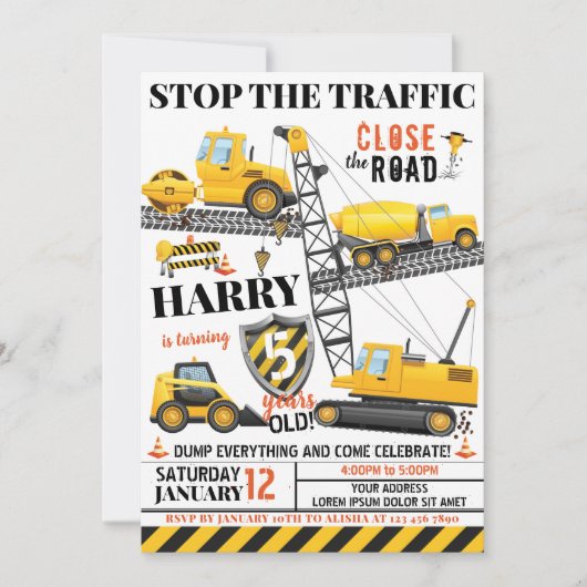 Invitation d'anniversaire de construction (Devant)