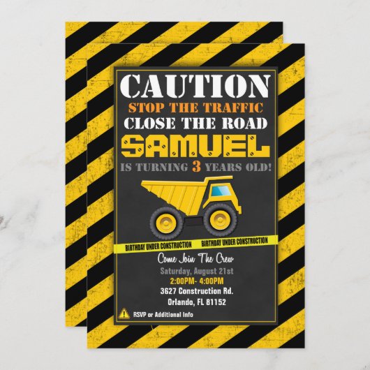 Invitation d'anniversaire de construction (Devant / Derrière)