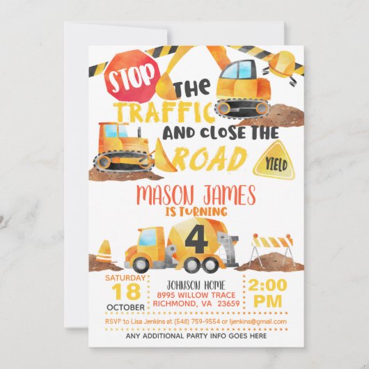 Invitation d'anniversaire de construction (Devant)