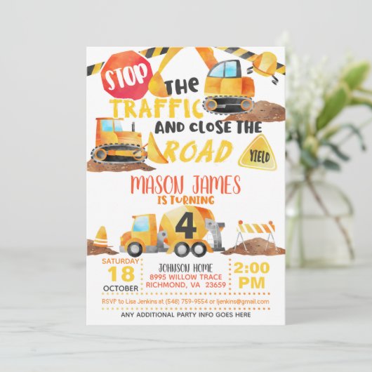 Invitation d'anniversaire de construction (Debout devant)