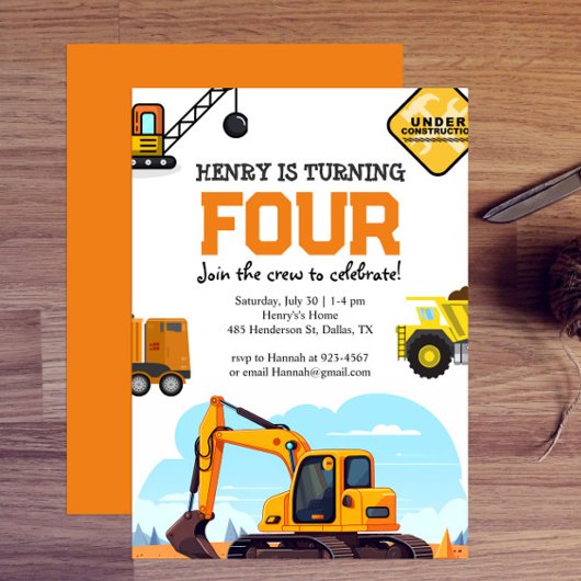 Invitation d'anniversaire de construction