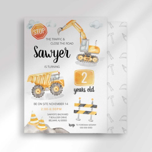 Invitation d'anniversaire de construction