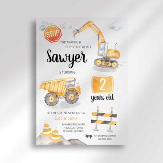 Invitation d'anniversaire de construction
