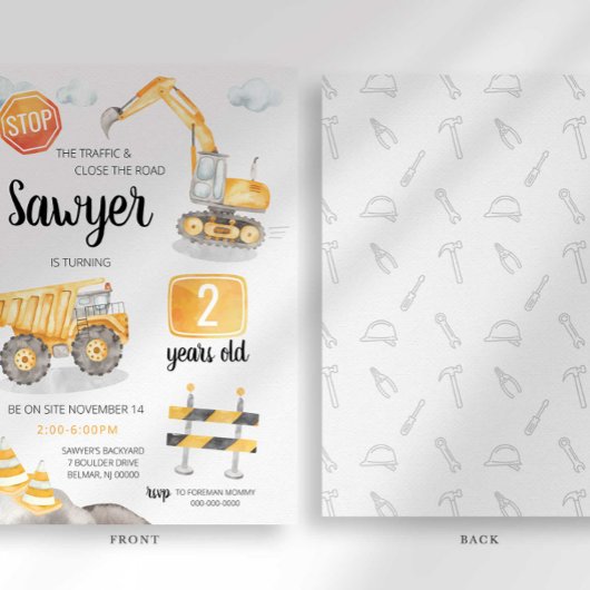 Invitation d'anniversaire de construction