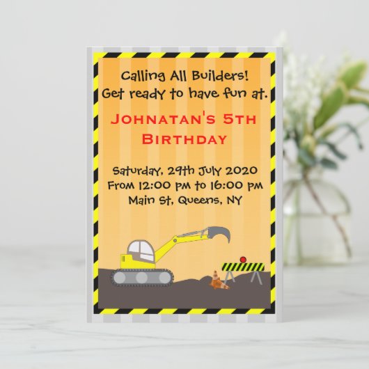 Invitation d'anniversaire de construction (Debout devant)