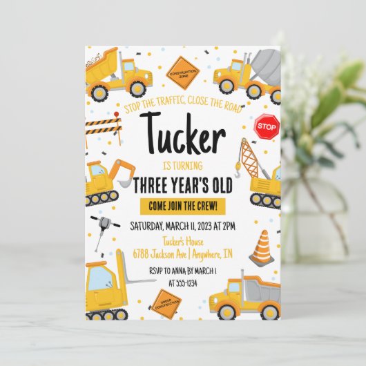 Invitation d'anniversaire de construction (Debout devant)