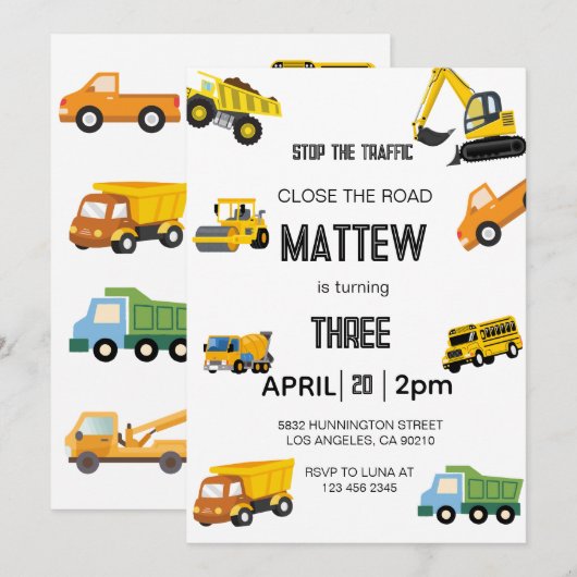 Invitation d'anniversaire de construction (Devant / Derrière)