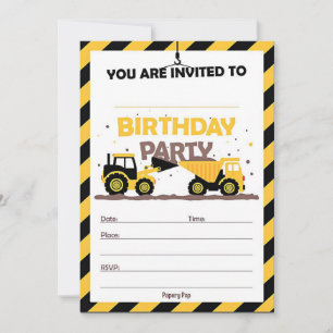 Invitation d'anniversaire de construction.