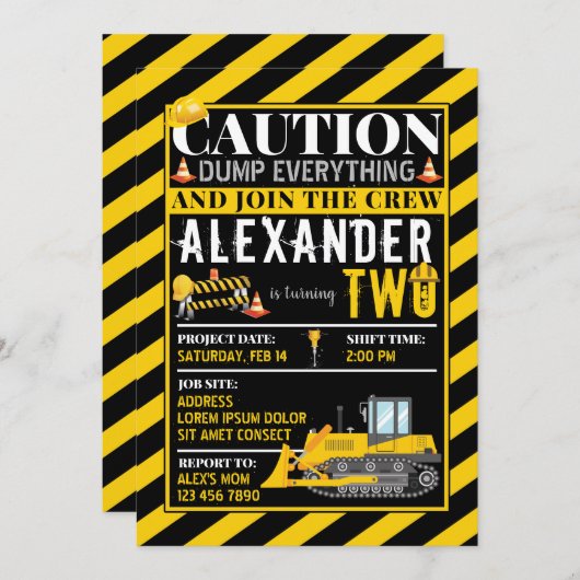 Invitation d'anniversaire de construction (Devant / Derrière)