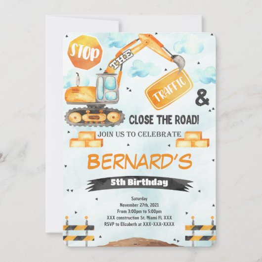 Invitation d'anniversaire de construction (Devant)