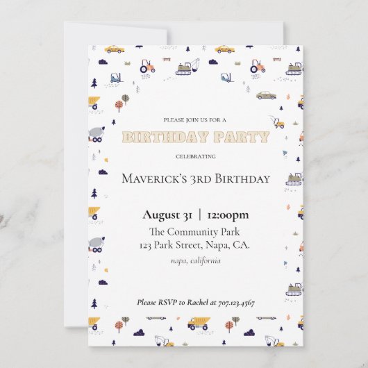 Invitation d'anniversaire de construction (Devant)