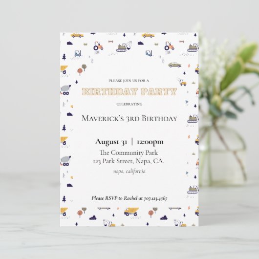 Invitation d'anniversaire de construction (Debout devant)