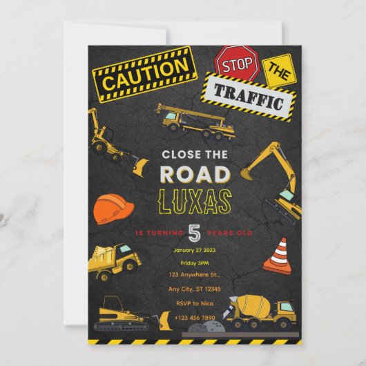 Invitation d'anniversaire de construction (Devant)