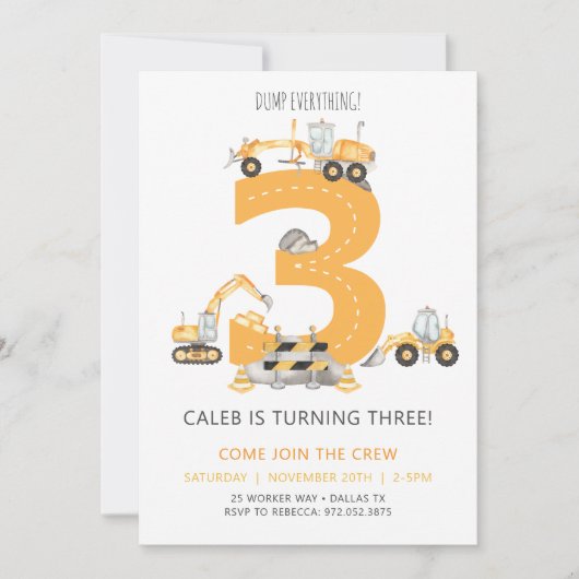 Invitation d'anniversaire de construction 3e anniv (Devant)