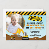 Invitation d'anniversaire de construction 5x7 Cart (Devant / Derrière)