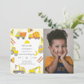 Invitation d'anniversaire de construction avec pho (Debout devant)