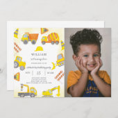 Invitation d'anniversaire de construction avec pho (Devant / Derrière)