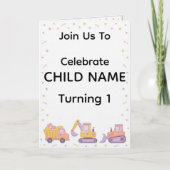 Invitation d'anniversaire de construction | Camion (Devant)