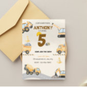 Invitation d'anniversaire de construction, camions