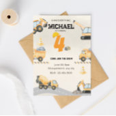 Invitation d'anniversaire de construction, camions