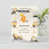 Invitation d'anniversaire de construction, camions (Debout devant)