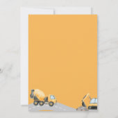 Invitation d'anniversaire de construction, camions (Dos)