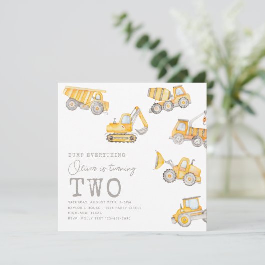 Invitation d'anniversaire de construction | Constr (Debout devant)