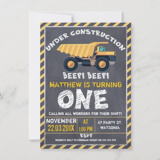 Invitation d'anniversaire de construction de (Devant)