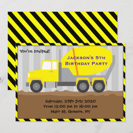 Invitation d'anniversaire de construction de (Devant / Derrière)