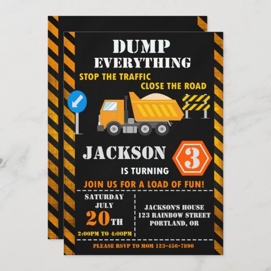 Invitation d'anniversaire de construction invitati (Devant / Derrière)