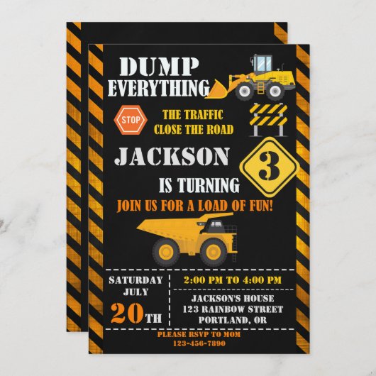 Invitation d'anniversaire de construction invitati (Devant / Derrière)