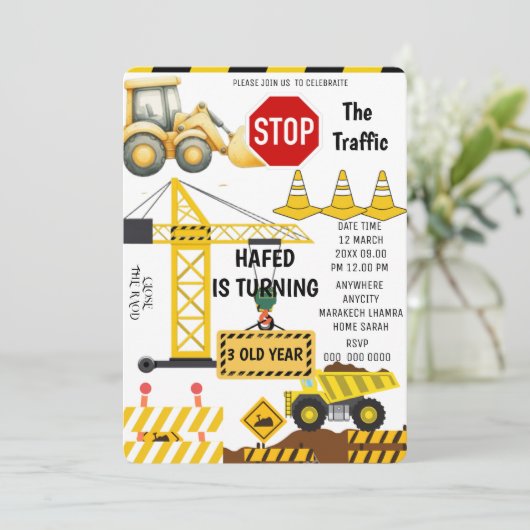 Invitation d'anniversaire de construction - Modifi (Debout devant)