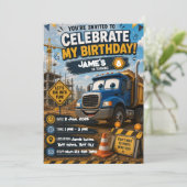 Invitation d'anniversaire de construction modifiab (Debout devant)