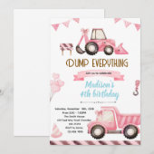 Invitation d'anniversaire de construction rose (Devant / Derrière)