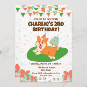 Invitation d'anniversaire de Corgi (Devant / Derrière)