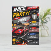 Invitation d'anniversaire de course automobile pou (Debout devant)