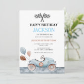 Invitation d'anniversaire de course automobile pou (Debout devant)