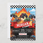 Invitation d'anniversaire de course de Monster Tru (Devant)