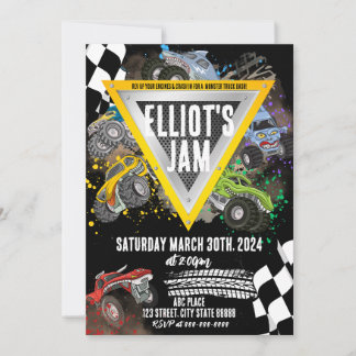 Invitation d'anniversaire de course de Monster Tru