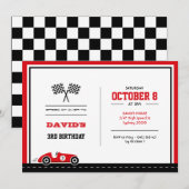 Invitation d'anniversaire de course de voiture (Devant / Derrière)