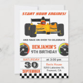 Invitation d'anniversaire de course de voiture de (Devant)