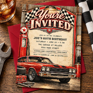 Invitation d'anniversaire de course de voiture de