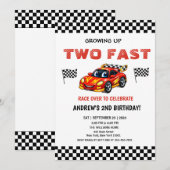 Invitation d'anniversaire de course de voiture rap (Devant / Derrière)