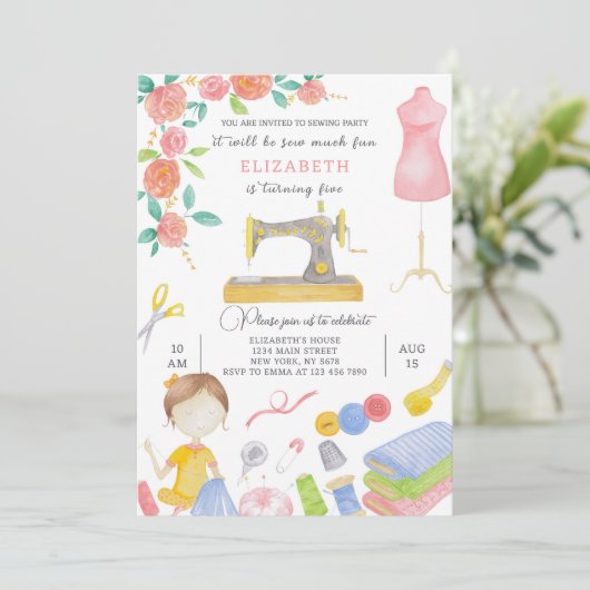 Invitation d'anniversaire de couture (Debout devant)