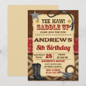 Invitation d'anniversaire de cow-boy de pays numér (Devant / Derrière)