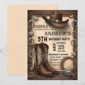 Invitation d'anniversaire de cow-boy de selle de c (Devant / Derrière)