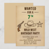 Invitation d'anniversaire de cow-boy de Wild West (Devant / Derrière)