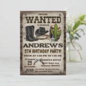 Invitation d'anniversaire de cow-boy western vinta (Debout devant)