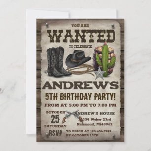 Invitation d'anniversaire de cow-boy western vinta